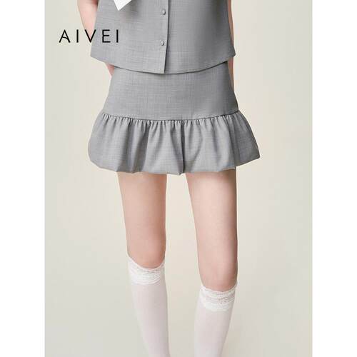 AIVEI欣贺艾薇2026夏季新花苞短裙甜美少女小个子半身裙XSV3Q14B