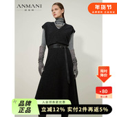 ANMANI恩曼琳25冬季 羊毛针织连衣裙ERA7Z02A V领修身 新款 优雅无袖