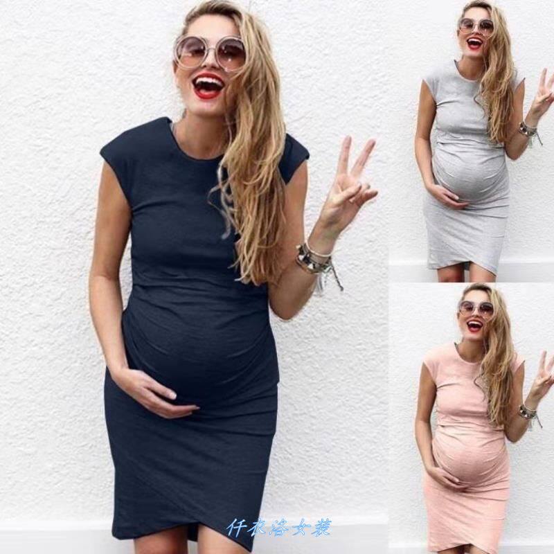 2019欧美大码性感大肚子孕妇连衣裙womens sexy maternity dress
