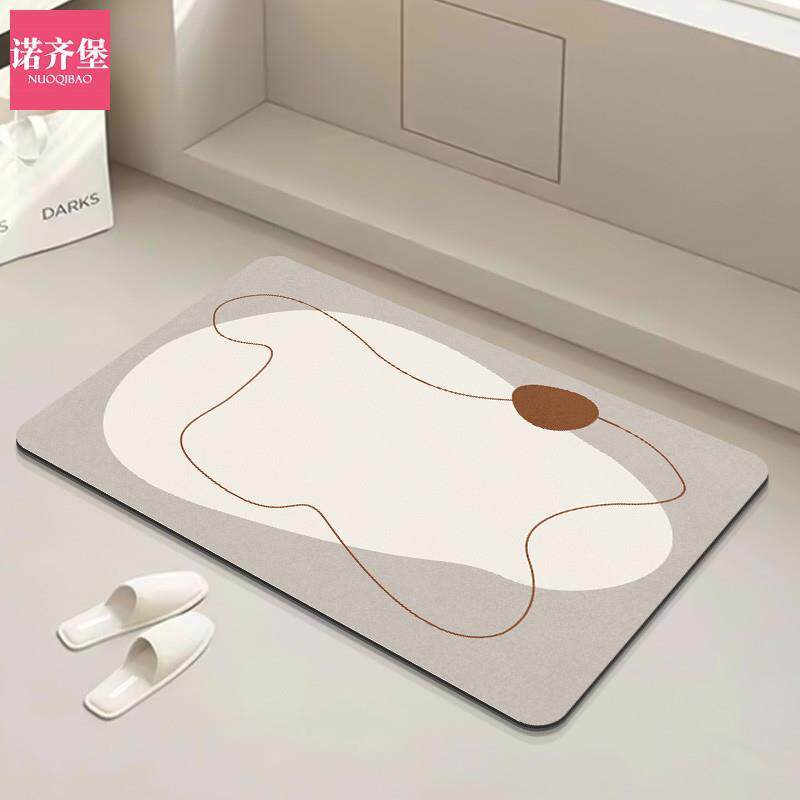 浴室地垫脚垫硅藻泥吸水硅胶防滑卫生间厕所门口地毯冬奶油风进门