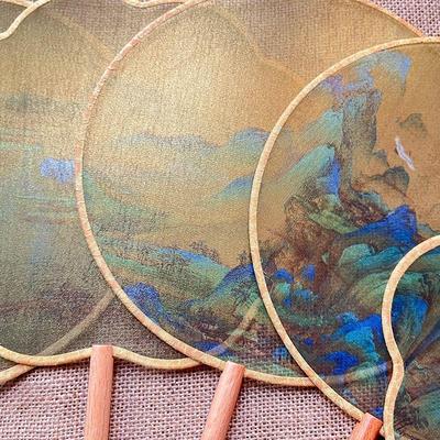 宋代团扇汉服古风扇子成人千里江山图舞蹈旗袍宫扇绢扇唐制