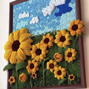 垂丝海棠扭扭棒装 饰画相框花束diy材料手工自制向日葵画荷花摆件