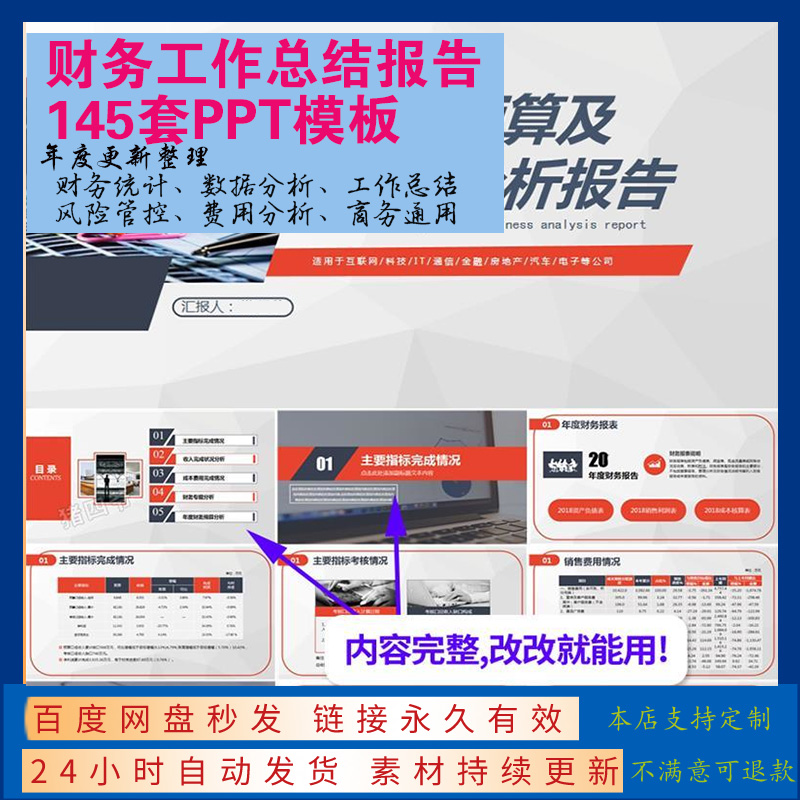 财务报告PPT模板数据分析会计工作汇报总结年终统计金融汇报表图