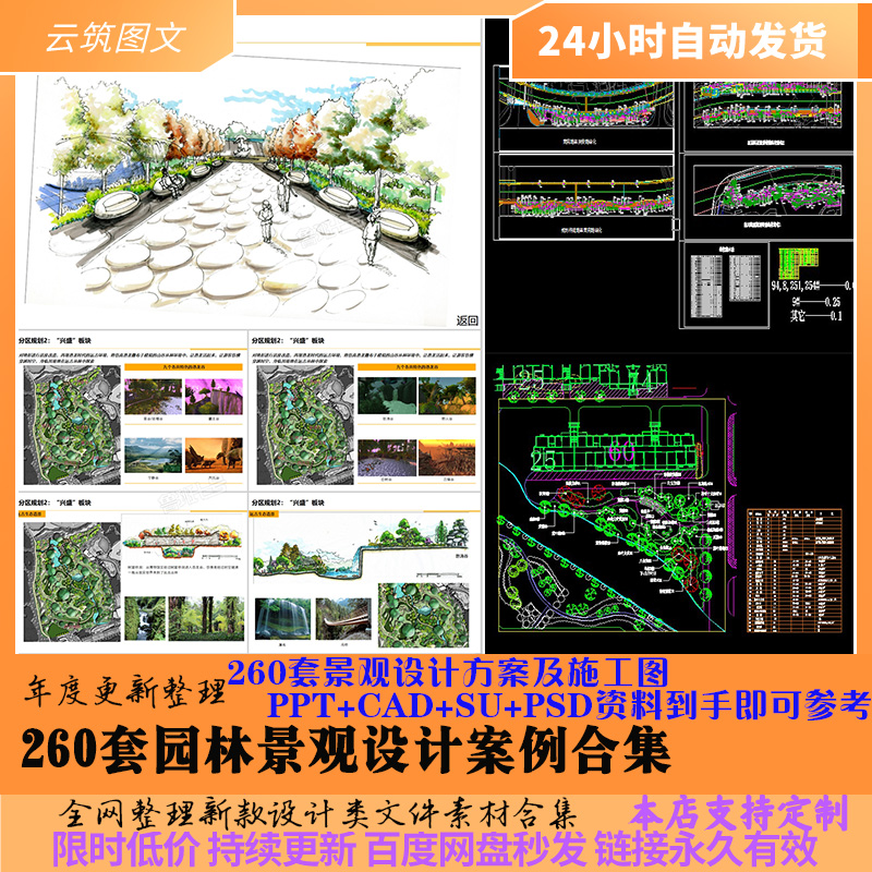 园林景观设计城市绿地绿化公园规划设计案例CAD/PPT模板方案资料