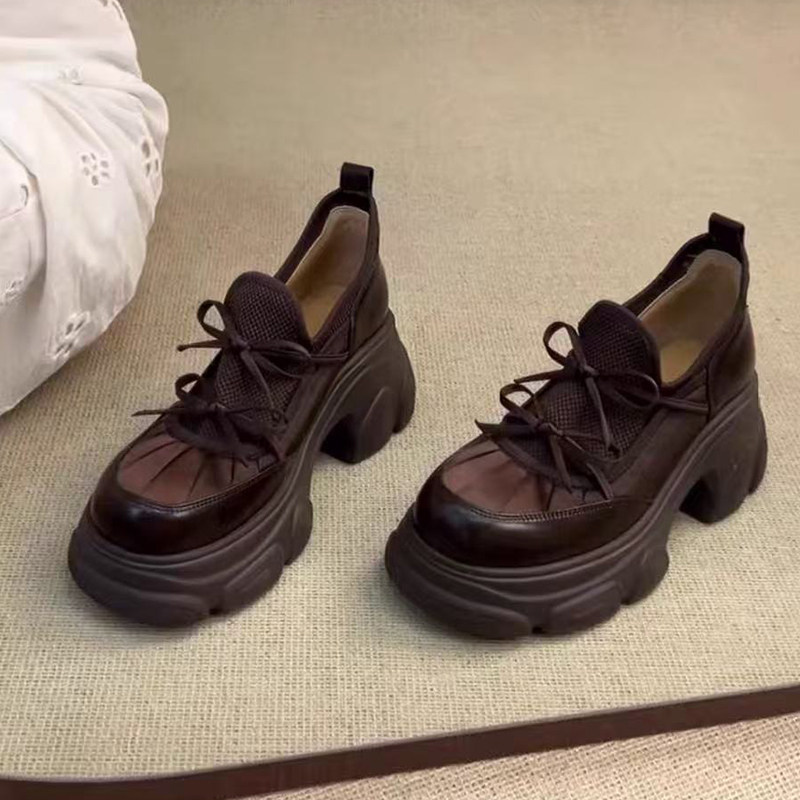 2025新款乐福鞋女复古芭蕾风蝴蝶结圆头松糕厚底小个子增高老爹鞋,女鞋,浅口单鞋,淘宝优惠券,粉丝福利购,淘宝优惠卷