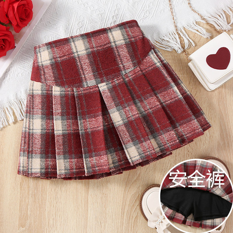儿童红色半身裙春节新年衣服女童格子毛呢百褶裙a字短裙洋气秋冬,童装/婴儿装/亲子装,半身裙,淘宝优惠券,粉丝福利购,淘宝优惠卷
