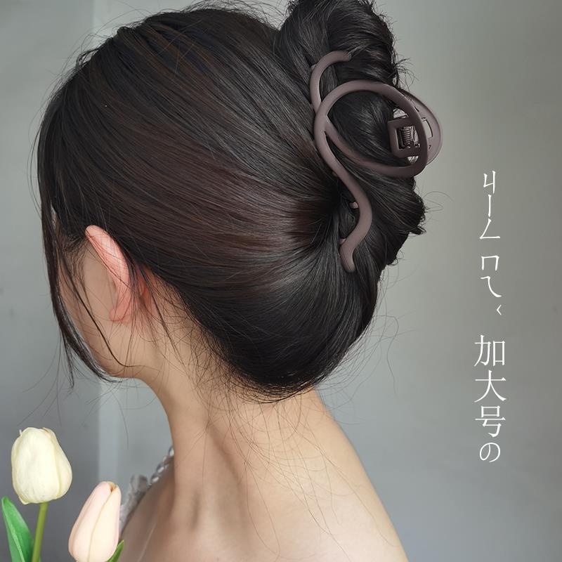 时尚音符鲨鱼夹发卡简约气质后脑勺盘发抓夹磨砂金属夹子头饰