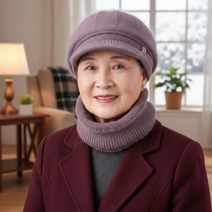 东北防寒帽子中老年人妈妈冬季针织盆帽老太太奶奶加绒保暖毛线帽