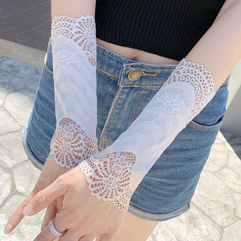 夏季薄款护腕假袖子配饰遮纹身疤痕防晒短款开车蕾丝袖套手臂套女