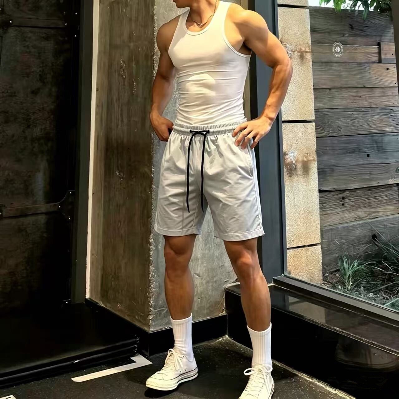 美式跑步短裤男运动健身训练速干休闲四分篮球轻薄多功能训练裤子