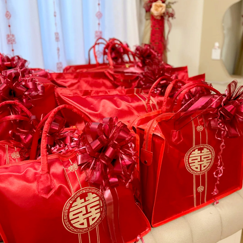 结婚娘家陪嫁用品被子拉花彩带女方出嫁妆彩条装饰结婚礼车队汽车