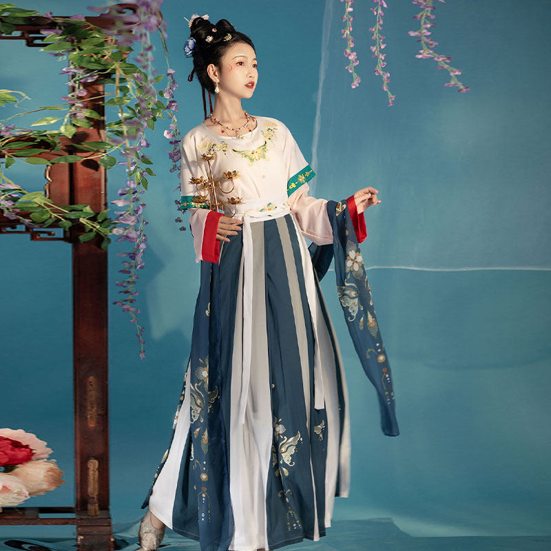 若丝莲（知秋）正品原创坦领汉服女齐腰汉服三件套中国风仙气秋款