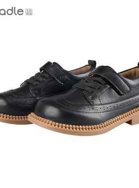 七彩摇篮男童皮鞋表演新款演出黑色男孩英伦风学生儿童鞋小童单鞋