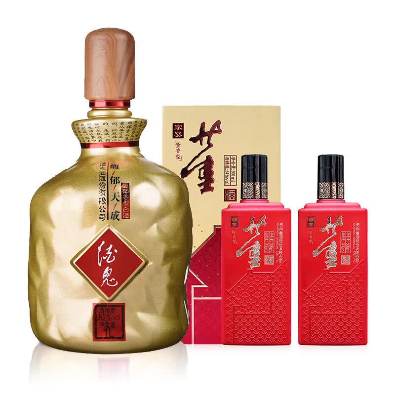54度家宴董酒500ml*2瓶+52度酒鬼馥郁天成1000ml*1瓶白酒套装送礼