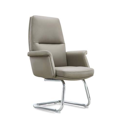 弓形会议椅现代简约舒适灰色西皮办公椅子接待椅洽谈椅班前椅老板