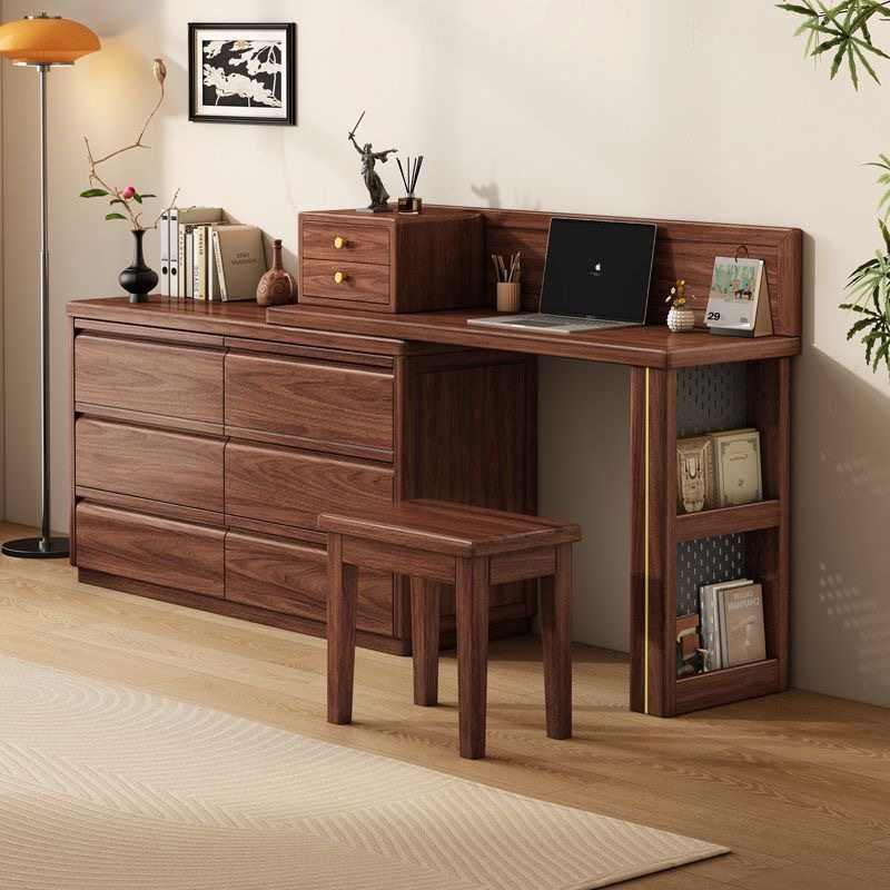 新中式2024年新款简约收纳一体梳妆台卧室带灯镜黑胡桃实木抽屉柜,住宅家具,梳妆台/桌,淘宝优惠券,粉丝福利购,淘宝优惠卷