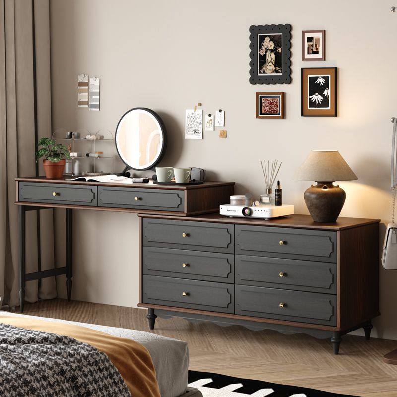 实木梳妆台复古橡胶木中古风美式梳妆台带镜子可伸缩卧室客厅高级,住宅家具,梳妆台/桌,淘宝优惠券,粉丝福利购,淘宝优惠卷