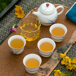 陶怡 清新手绘兰花功夫茶具家用白瓷茶壶茶杯 幽兰干泡小套装 中式