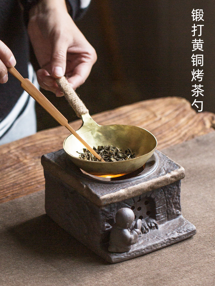 覆古蜡烛加热保温炉 中式粗陶茶壶保温座 茶汤保温器焙茶炉