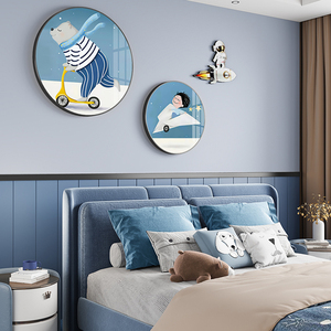 儿童房背景墙面装饰画男孩女孩公主房间壁画高级感卧室画床头挂画