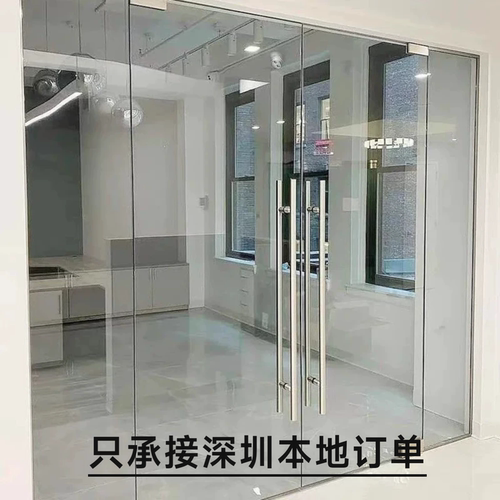 深圳本地地弹簧门玻璃隔断门门面平开推拉门纯玻璃门双门单开门固