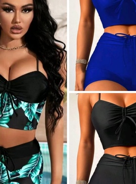 多色印花分体比基尼泳衣女Multi-Color Printed Two-Piece Bikini