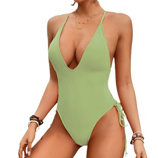 2024欧美跨境新款 性感镂空露背连体衣比基尼泳衣女紧身外贸爆款