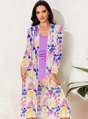 Printed Chiffon Skirt One-Piece Bikini印花纱裙连体比基尼泳衣