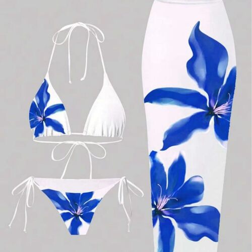 三角杯印花性感分体泳装triangle cup printed separate swimsuit