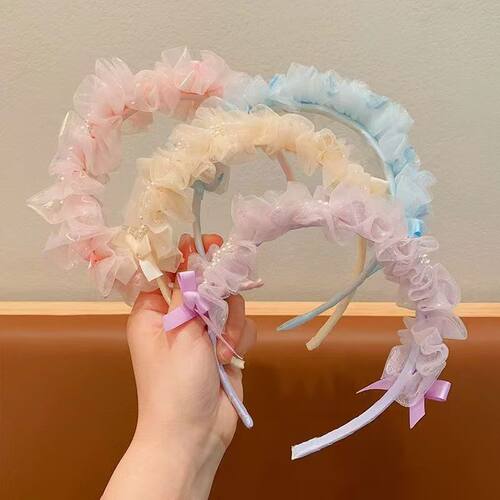 女童公主发饰儿童珍珠发箍网纱生日礼物发卡女孩森系仙美头箍