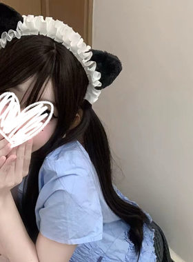 猫咪女仆发箍双面洛丽塔可爱发饰lolita猫女kc配饰猫耳头箍