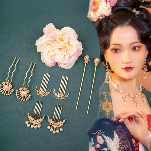 汉服饰品发夹套装优雅流苏发簪插梳古风头饰步摇发钗新鲜出炉