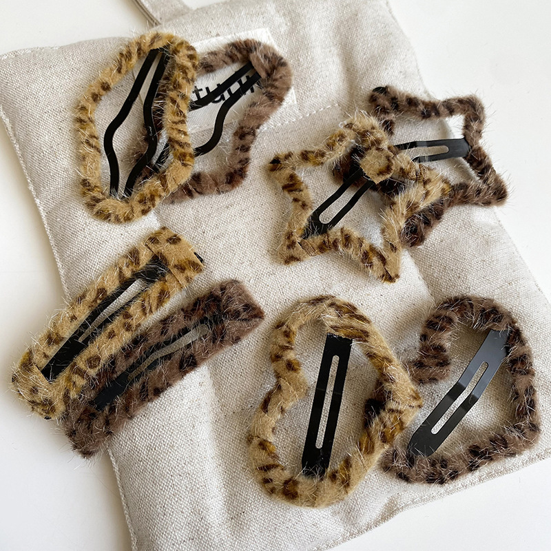 豹纹发夹网红女毛绒BB夹头发韩国发卡夹子头饰刘海卡子夹碎发边夹