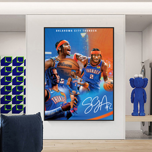 NBA雷霆亚历山大挂画篮球明星周边海报装饰画宿舍卧室客厅墙壁画