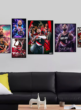NBA开拓者利拉德周边海报挂画球星周边壁画定制相框礼物装饰画
