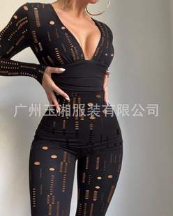 sexy 女薄款 黑色时尚 性感高腰连体衣裤 women 长裤 Black Jumpsuit