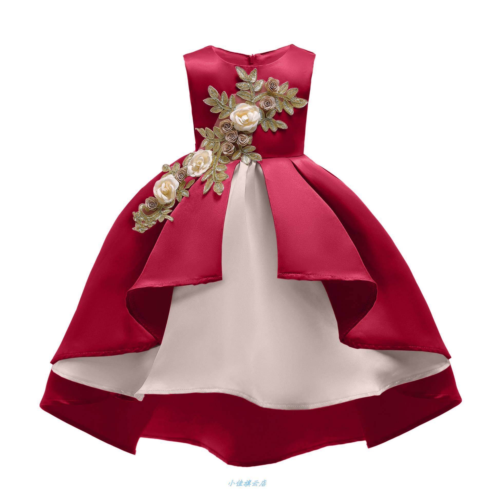 欧美女童绣花燕尾蓬蓬公主连衣裙baby girls dress婴幼童走秀装