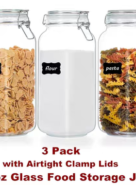 Glass Food Storage Jars Airtight Clamp Lid Kitchen Canisters