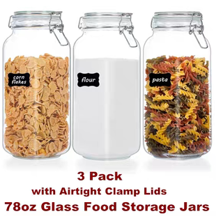 Glass Food Storage Jars Airtight Clamp Lid Kitchen Canisters
