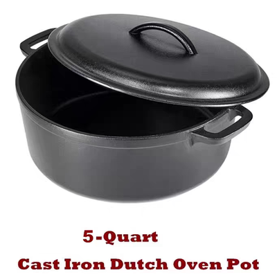 Cast Iron Dutch OvenDeep Pot Pre-Seasoned Bread Bakeware26cm
