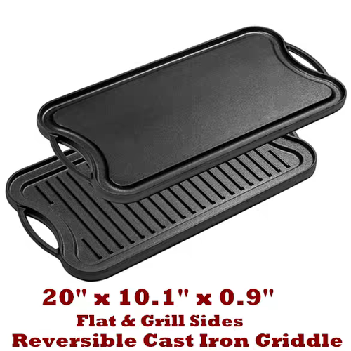 Reversible Cast Iron Griddle Grill Griddle Combo Pan BBQ