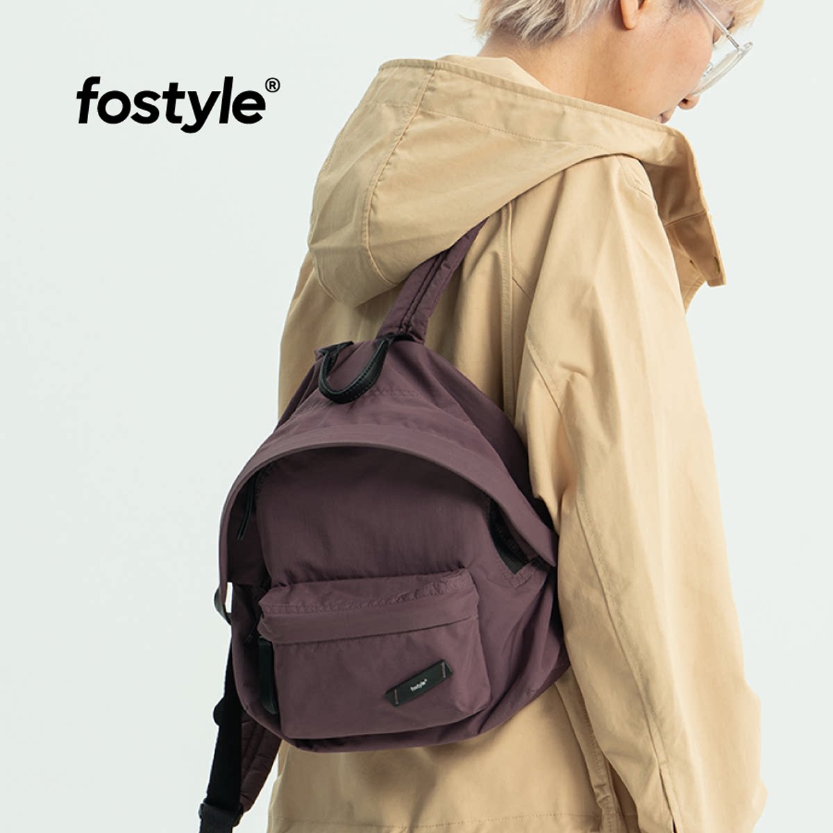 fostyle®帽檐双肩包轻便尼龙背包11寸旅行包成人通勤旅游背包