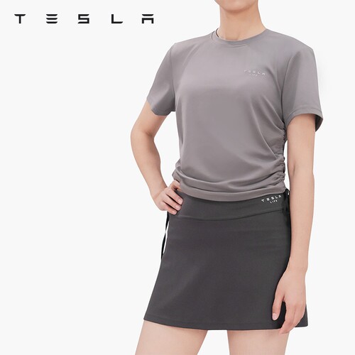 Tesla/特斯拉 瑜伽短袖t恤个性抽绳设计软糯亲肤满足日常瑜伽练习