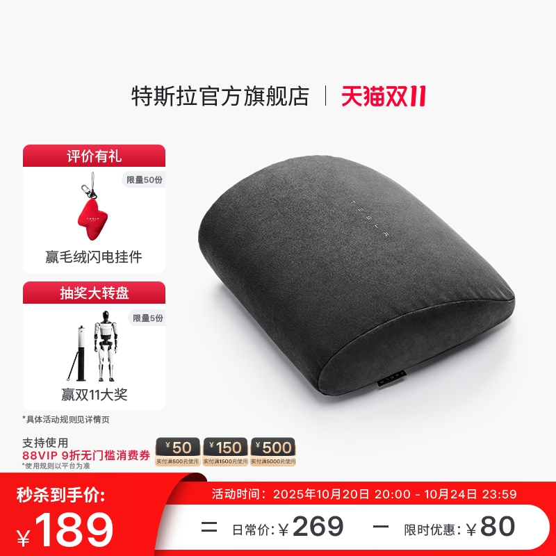 特斯拉（Tesla）官方 Model 3/Y/YL 腰靠（单个）记忆棉贴合曲线