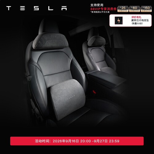 特斯拉（Tesla）官方 Model S/3/X/Y/Y L 汽车头枕腰靠（深色）