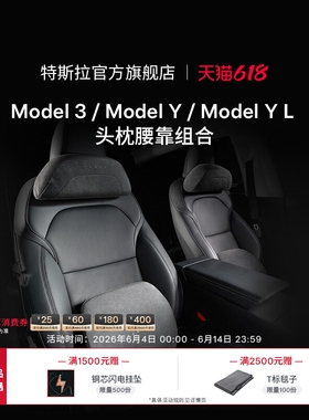 特斯拉（Tesla）官方 Model 3/Y/YL 头枕&腰靠组合 头枕*1+腰靠*1