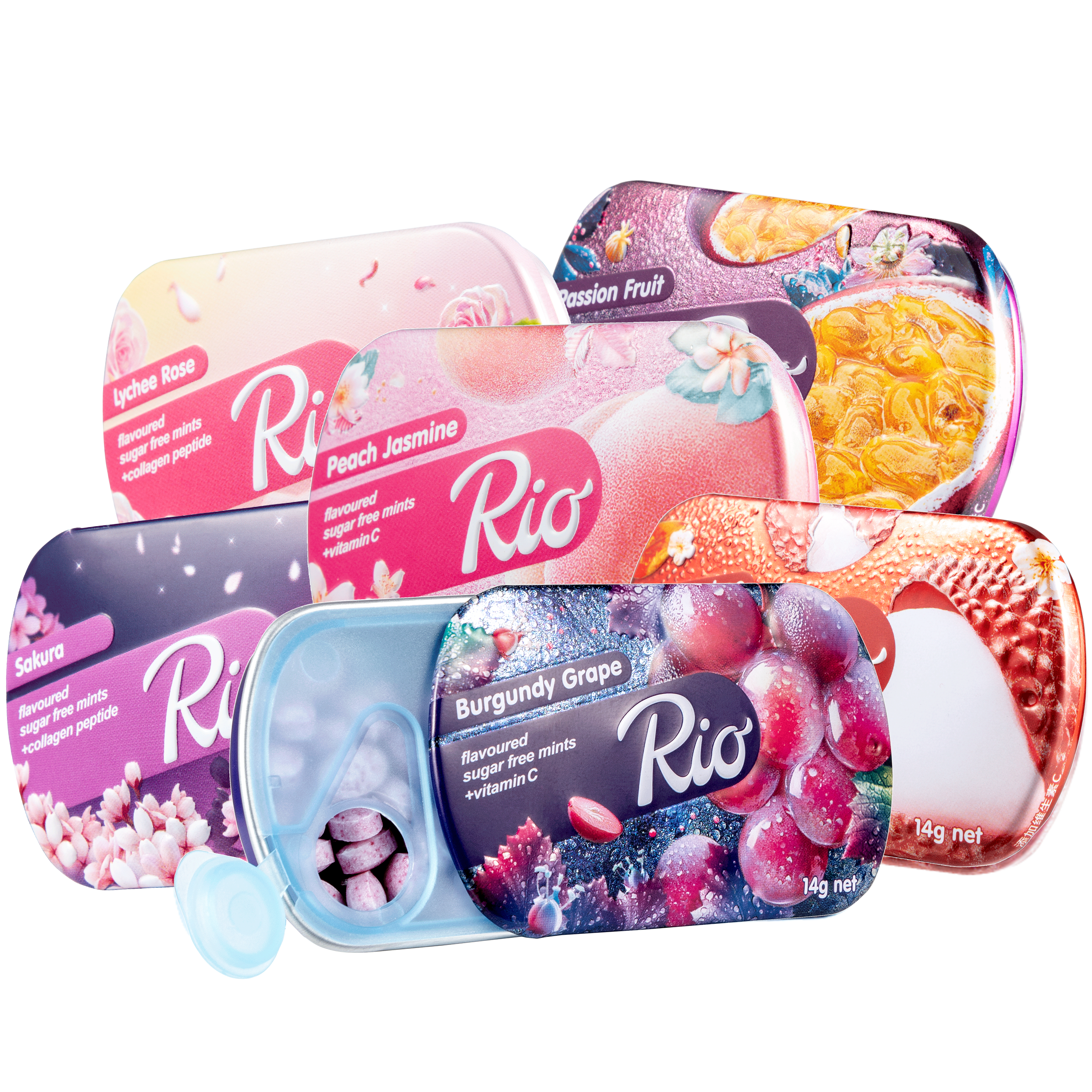 Rio瑞欧无糖薄荷糖 百香果芒果糖荔枝铁盒口香糖清新口气糖果水果