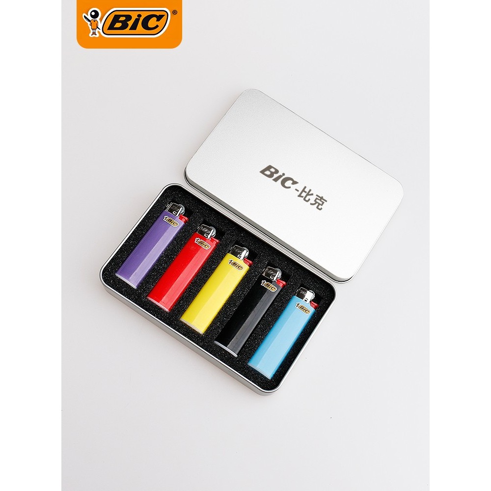 法国新品bic比克J3打火机纯色J5J6一次性打火机砂轮式火机礼盒