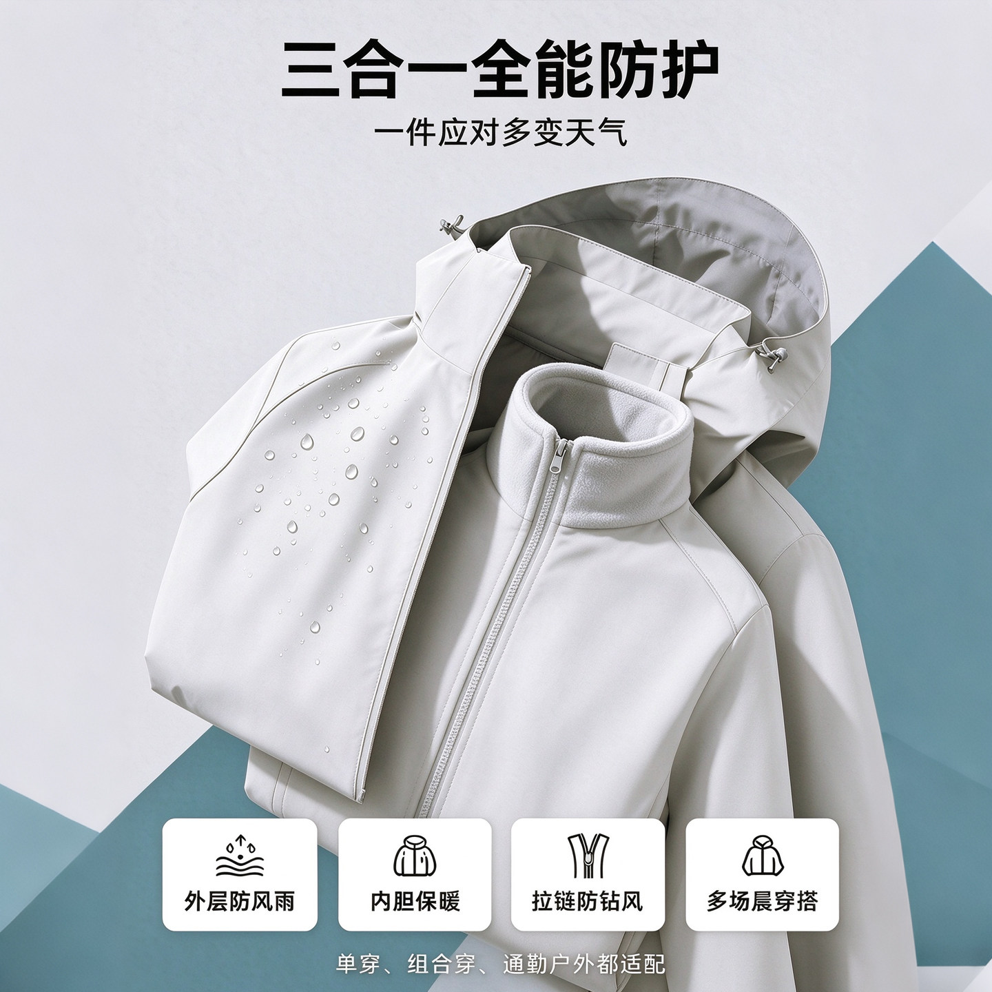 高端户外三合一防风防水连帽冲锋衣工装制服团队工作服男夹克外套