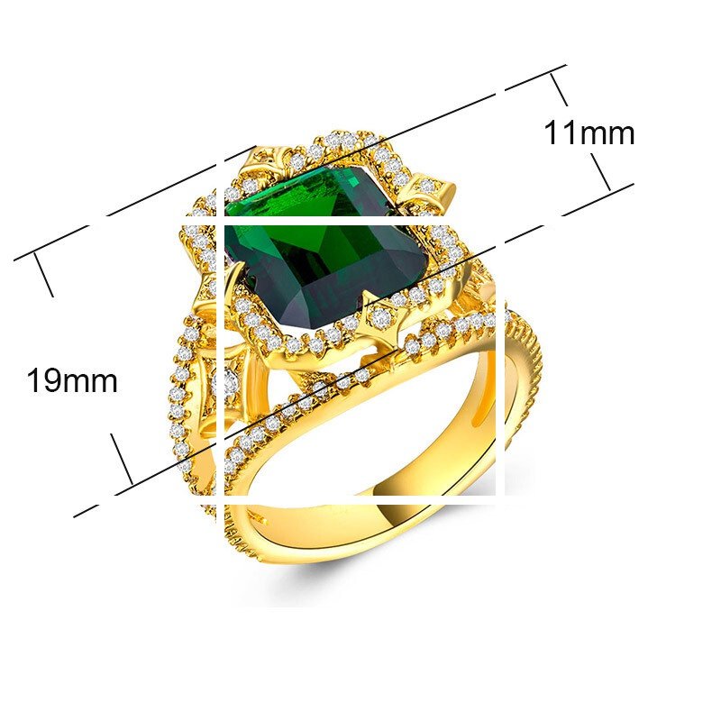 饰品镀18k金方形锆石女士戒指礼物首饰